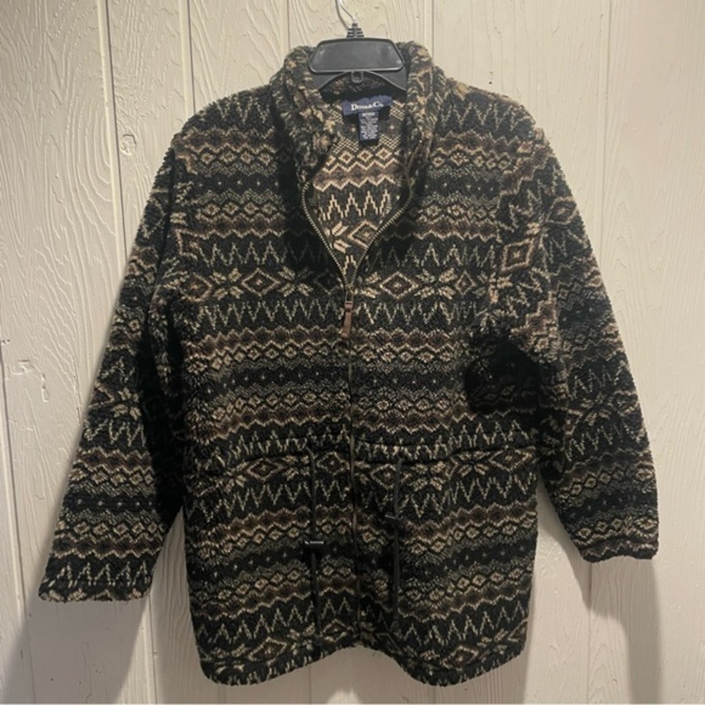 Denim & Co. Aztec Western Aztec Style Fleece Full Zip Sweater